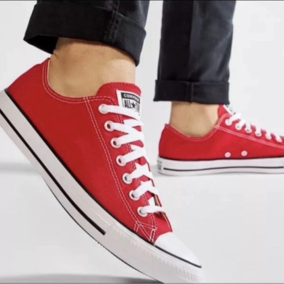 Converse All Star Chuck Taylor Low Ox Red Casual Sneakers  Mens 5 Women’s 7 - Picture 1 of 10